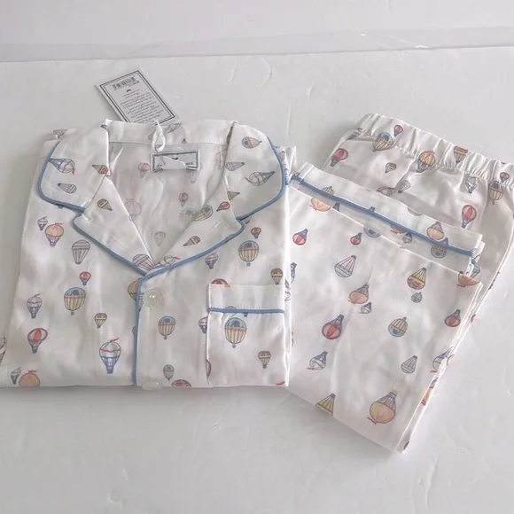 PETITE PLUME Bon Voyage Kids Chemical Free Flame Resistant Pajama Set Size 10 - Picture 4 of 8